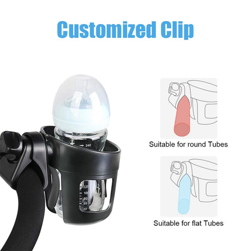 Upgraded Baby Cup Holder, Universal Stroller Cup Holder Bottle Holder Large Caliber Designed 360 Degrees Rotation Fit for Baby Stroller, Bicycle, ...
