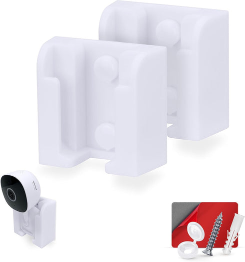 2-Pack Wall Mount for Galayou G7 Cam 2K Wi-Fi Baby Monitor Security Camera, Easy to Install Holder Bracket, Adhesive & Screw-in Mounting - (White)...