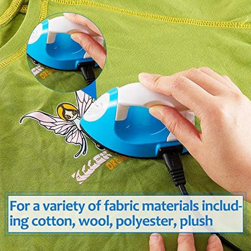 Honoson Mini Craft Iron Mini Heat Press Small Iron Portable Handy Tiny Flatiron with Charging Base Accessories for Fuse Beads Patch DIY Shoes T-Sh...