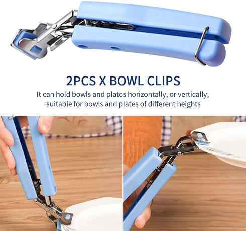 2 Pack Bowl Clip, Stainless Steel Gripper Clips for Moving Hot Plate or Bowls with Food Out, From Pressured Cooker, Microwave, Oven, Air Fryer(2pc...