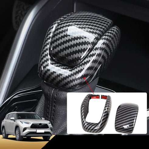 Gear Shift Knob Cover for 2020 2021 2022 2023 2024 Toyota Highlander/RAV4/2022 2023 Harrier Venza Interior Accessories Protector, ABS Carbon Fiber...