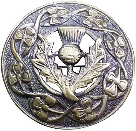 AAR Men,s Scottish Thistle Kilt Brooch Fly Plaid Antique Finish 3" (7cm) diameter S...