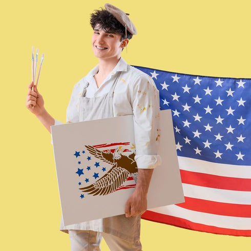 FINGERINSPIRE Eagle Stencil 11.7x8.3 inch A4 Eagle Flag Stencil for Painting Reusable Eagle Pattern Drawing Stencil Eagle DIY Craft Stencil for Pa...