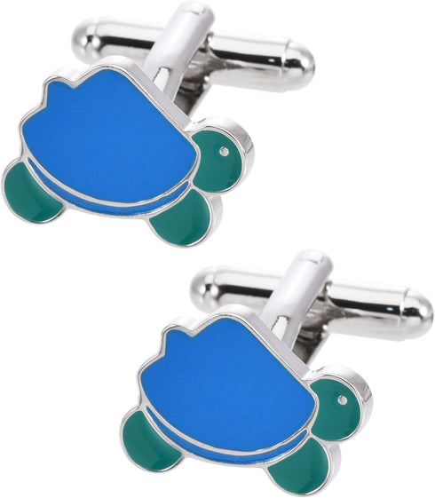 Funny Cute Turtle Shape Cufflinks for Men Lady In Gift Case Blue Carton Unique Men's Cufflinks Jewelry Set for Wedding Party Anniversary Business ...