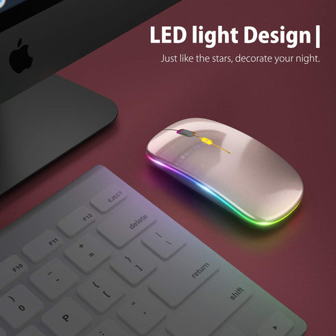 ?Upgrade? LED Wireless Mouse, Slim Silent Mouse 2.4G Portable Mobile Optical Office Mouse with USB & Type-c Receiver, 3 Adjustable DPI Levels for ...