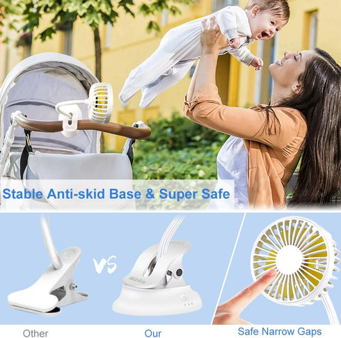 Clip on Fan Small Mini Fan, Portable Usb Battery Operated Fan, Rechargeable Baby Stroller Fan, Quiet Personal Desk Fan 3 Speeds Flexible Neck Grea...