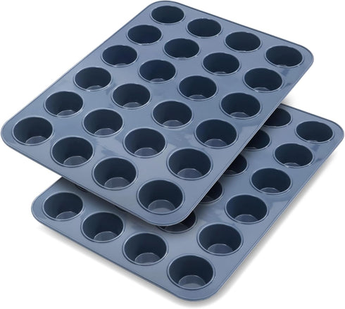 2 pack Mini Silicone Muffin Baking Pan & Cupcake Tray 24 Cups - Nonstick Cake Molds/Tin, Silicon Bakeware, BPA Free, Dishwasher & Microwave Safe (...