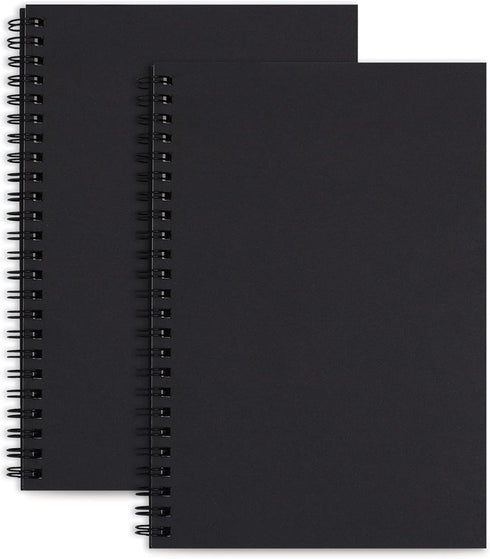 LABUK 2 Pack A5 Unlined Notebooks 100 Pages Spiral Notebook Blank Sketchbook Pad Soft Cover Kraft Journal 8.3x5.5 Inches Memo Notepads Diary Plann...