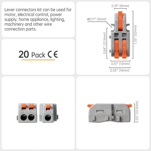 GKEEMARS 20Pcs Mini Electrical Wire Connectors, DIY Splicing into 4/6/8/9/10 Way Butt Terminal Block Connectors (1 in 2 out - Nylon)...