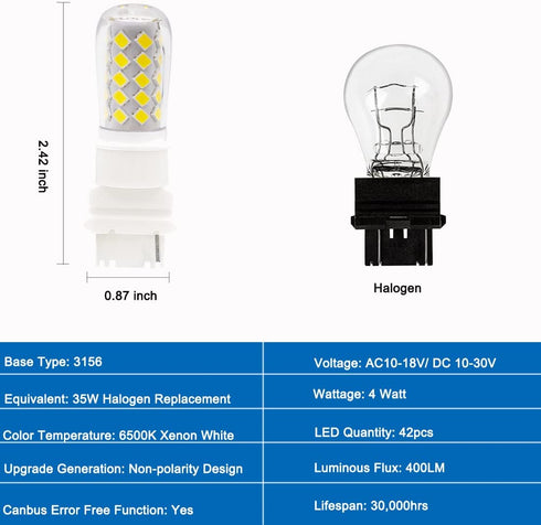 KAKEMONO 4W 3156 Wedge Base LED Light Bulb,35watt Halogen Equivalent for 12V AD/DC Low Voltage Outdoor Landscape Pathway Driveway Deck Step Lighti...