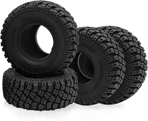 4Pcs 1.0 Tires Mud Terrain Soft Rubber Tires 58mm for 1/18 Tra-xxa Trx4m 1/24 Axial SCX24 RC Crawler Car,D...