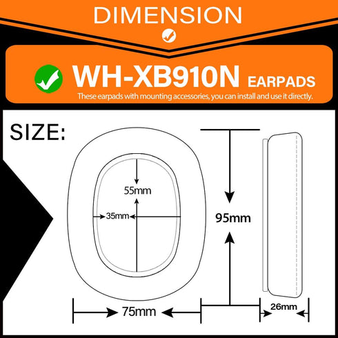 WH-XB910N Ear Pads - TRANSTEK Replacement Ear Cushion Compatible with WH-XB910N XB910 N Headphones (Grey Fabric)...
