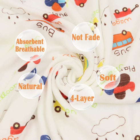 Coral Red Muslin Baby Blanket, Ultra Soft Hypoallergenic Baby Quilts, Unisex Baby Swaddle Wrap, Oversized 43X45inchs (Car Bus)...