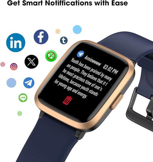 Fitness Tracker Watch with Heart Rate Monitor, Activity Tracker with Pedometer, Sleep Monitor, Calories & Step Counter, 5ATM Waterproof Smart Watc...