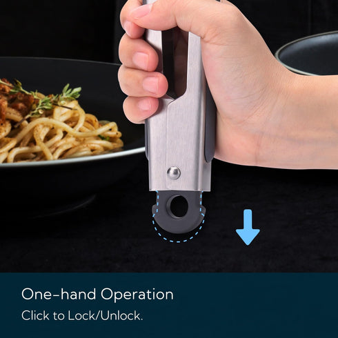 KITCHENDAO Tongs for Cooking with Silicone Tips 9 Inch, One-handed for Convenience, Soft-touch Handle, Silicone Tipped Stainless Steel Kitchen Foo...