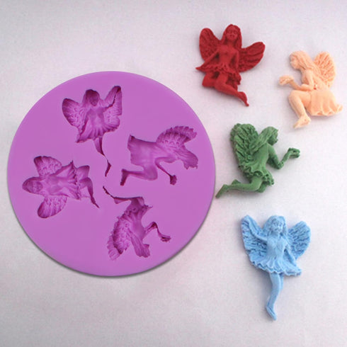 Baby Shower Cake Decor Chocolate Silicone Molds, Angel Wings Fondant Mold for Baking Cupckae Toppers, Baby Birthday Candy Resin Set of 4...