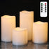 DRomance Flameless Flickering Candles with Remote Timer, Battery Operated Outdoor Waterproof White Plastic LED Pillar Candles Set of 4(3 x 3,4,5,6...