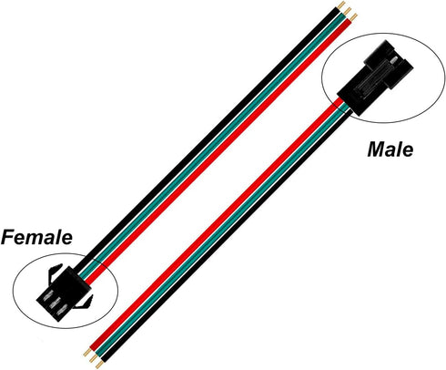 20 Pairs SM JST 3 PIN Wire Connector Cable for WS2812B WS2811 SK6812 LED Strip Lights, 15cm 18 AWG Male and Female without Soldering Light Control...