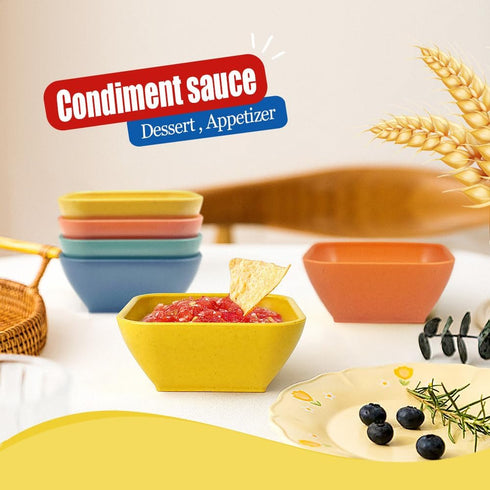 Teivio 8 Pcs Wheat Straw Soy Sauce Dish Set, Unbreakable Dipping Bowls,3 Oz Small Bowls For Side Dishes, Sauce Bowls for Ketchup, BBQ, Condiments,...