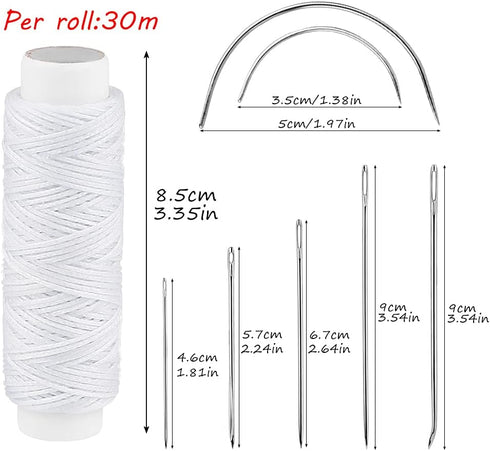 Ftyiwu Waxed Thread, Upholstery Needle and Thread 32 Yards with 7PCS Hand Sewing Needles for Home Upholstery Carpet Canvas Repair Leather Sewing (...