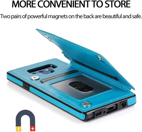 Design for Samsung Galaxy Note 9 Case with Tempered Glass Screen Protector Credit Card Holder Slot, Leather Wallet Phone Cases Stand Kickstand Pro...