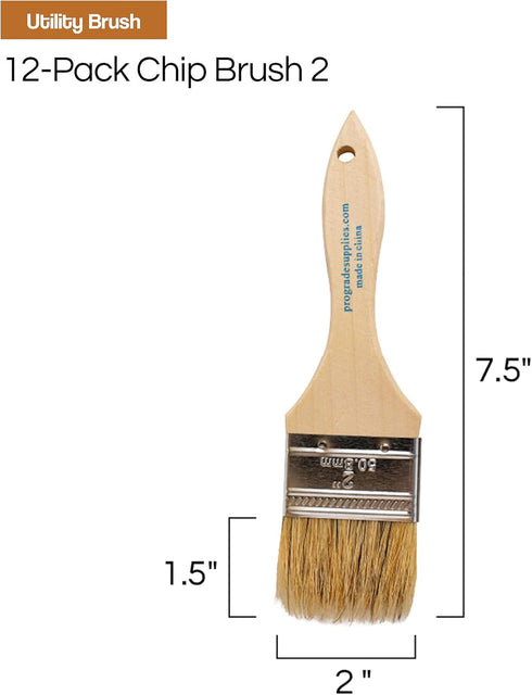 Vermeer Chip Paint Brushes - 12-Pack - 2" Chip Brushes for Paints, Stains, Varnishes, Glues, & Gesso - Home Improvement - Interior & Exterior Use...