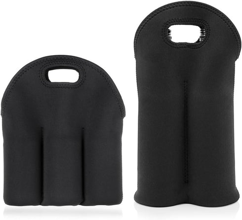 Hipiwe Set of 2 - Insulated Neoprene Wine Carrier Tote Bag + 6 Pack Beer Water Can Carrier Tote Bottle Holder Bottle Cooler Bag - Perfect for Trav...