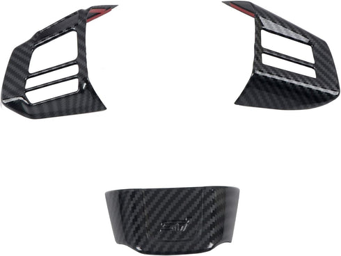 HIGH FLYING Carbon Grain Car Interior Accessories Steering Decoration Trim ABS 3pcs for Subaru WRX STI 2016 2017 2018 (NOT Fit Turbo CVT)...