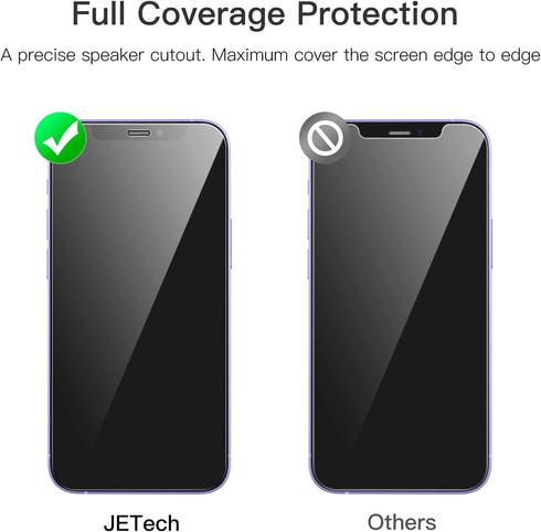 JETech Full Coverage Screen Protector for iPhone 12 mini 5.4-Inch, 9H Tempered Glass Film Case-Friendly, HD Clear, 3-Pack...