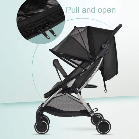 2 in 1 Net Baby Stroller Sun Shades with Zipper Window, Universal Mesh Travel Breathable See Through Outdoor Walking Beach Parasol Windproof Prote...