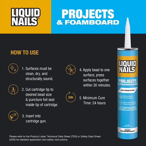 Liquid Nails Latex Projects 10 oz. Off-White Interior Projects and Foamboard Adhesive...
