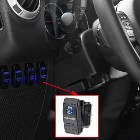 ESUPPORT Car Blue LED Compressor Light Rocker Toggle Switch ON OFF 12V 20A, 24V 10A...