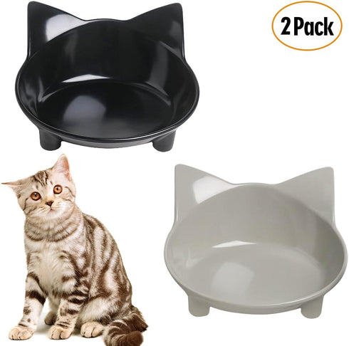 Cat Food Bowl, Non-Slip, Safe Melamine Material, Anti-Skid Base, Shallow Design, Dishwasher-Safe, 14.5cm Diameter...