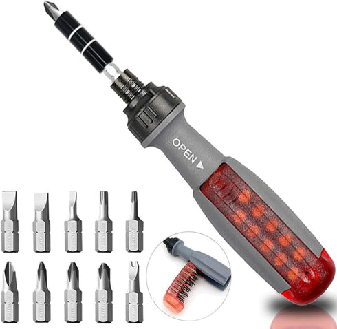 11 in 1 Screwdriver, Portable Multifunctional Screwdriver Set, Flat Head/Slotted/Phillips/Hex/Square Head/Hex, Nut Driver Suitable for Outdoor and...