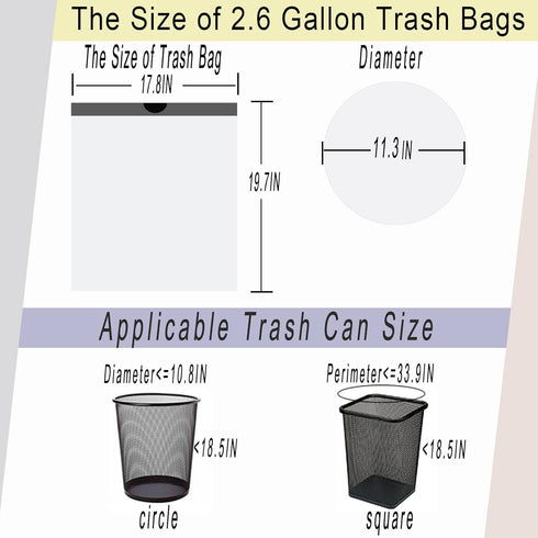 2 to 2.6 Gallon Drawstring Trash Bag, Small Garbage Bags, 72 Count...