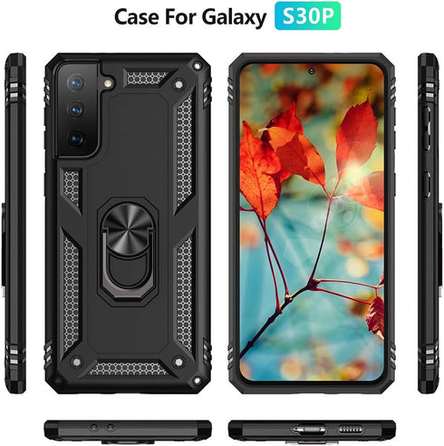 Military Grade Drop Impact for Samsung Galaxy S21 Plus Case 360 Metal Rotating Ring Kickstand Holder Armor Heavy Duty Shockproof Case for Galaxy S...