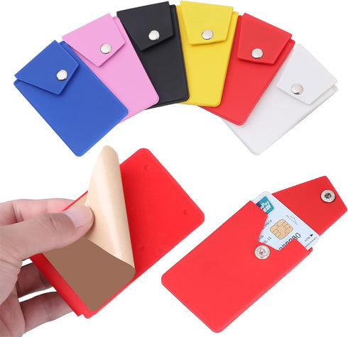 BIAJIYA Phone Wallet Card Holder Silicone Wallet Stick-on ID Credit Card Pocket for Smartphones (5PC-Snap)......