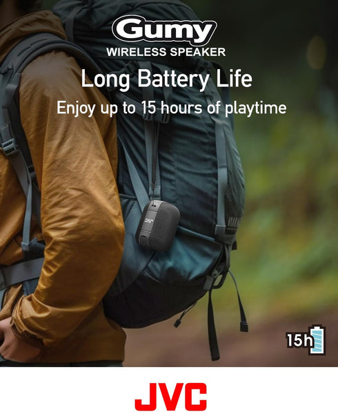 JVC Portable Gumy Wireless Speaker with Surround Sound, Bluetooth 5.3, Lightweight, TWS Capability, USB-C, up to 15-Hour Battery Life - SPSG1BTB (...