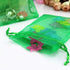 100pcs 4x6 inch Gifts Wrap Bags Green, Organza Sheer Fabric Bulk, Drawstring Reusable Recycled Pouch for Baby Shower Favor, Craft Business, Beach,...