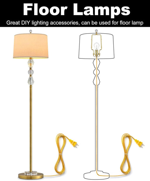 Qc Lamp Harp Kit for Lamp Socket Replacement and Rewire, Lamp Parts for Repair Table and Floor Lamps, Brass Finish Table Lamp Wiring Kit, DIY Lamp...