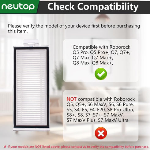 Neutop Replacement Filters Compatible with Roborock Q5 Pro, Q5 Pro+, Q7, Q7+, Q7 Max, Q7 Max+, Q8 Max, Q8 Max+, Robot Vacuum and Mops, 8-Pack....