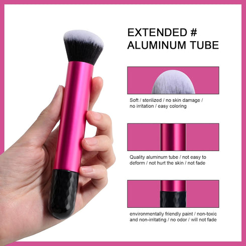 BS-MALL Makeup Brushes 16 Pcs Purple Short Handle Travel Makeup Brus Set with 1 Triangle Puff (HotPink)...