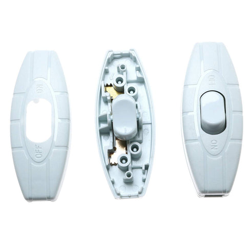 E-outstanding Inline Cord Switch 2 PCS On/Off White Button Inline Cord Switch for Table Lamp Desk Light Bed Lamp 3A 125V AC...