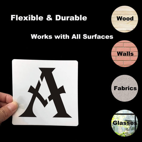 3 Inch Alphabet Letter Stencils for Painting - 70 Pack Letter and Number Stencil Templates with Signs for Painting on Wood, Reusable Alphabet and ...