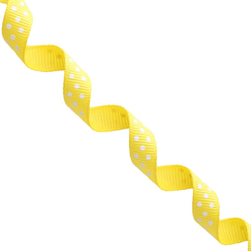 VATIN Polka Dot Craft Grosgrain Ribbon 3/8 Inch Wide by 10-Yard Spool Yellow Gold with White Dots,Use for Gift Wrapping,Party Decoration,All Craft...