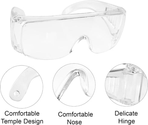 HOME-X Anti-Fog Safety Glasses with Protective Edges for Debris, Clear Safety Glasses for Construction, Shooting, or Outdoor Protection, 6" L x 5 ...
