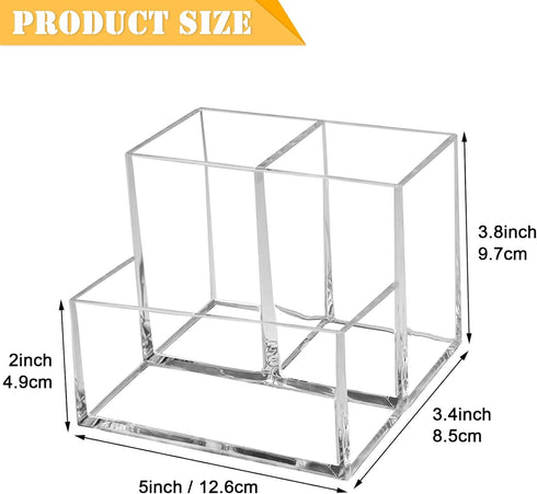Cerpourt Clear Acrylic Makeup Brush Organizer,Multi-Purpose Cosmetic Brushes Storage Holder with 3 Slots,Pencil Pen Holder for Desk,Desk Organizer...
