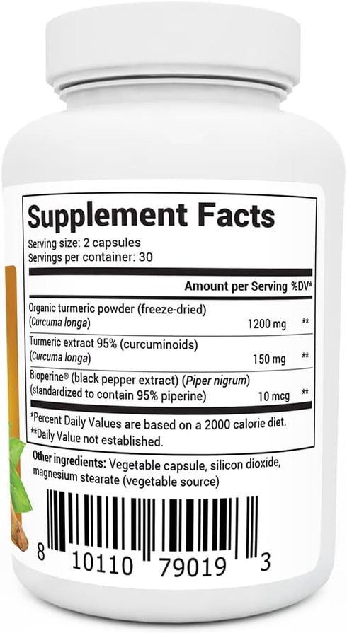 Dr. Berg (Only 2 Per Day) Turmeric Supplement with Black Pepper (BioPerine) - 1350 mg Turmeric Curcumin Supplement with 95% Curcuminoids – Turmeri...