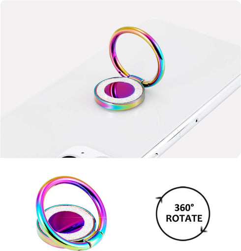 Rainbow Glitter Bling Bling Phone Ring Holder,Iridescent Sparkle Phone Ring Kickstand,Cell Phone Finger Ring Grip for Almost All Phones,Pad...