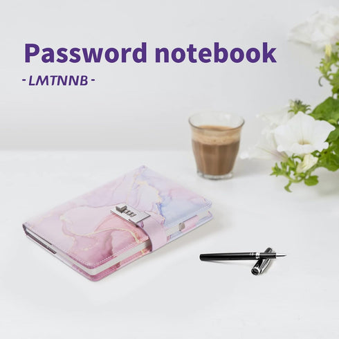 Marble Diary with Lock for Girls and Women, A5 Leather Locked Journal for Teen Girls, Secret Cute Password Lock Notebooks with Pen Holder for Trav...